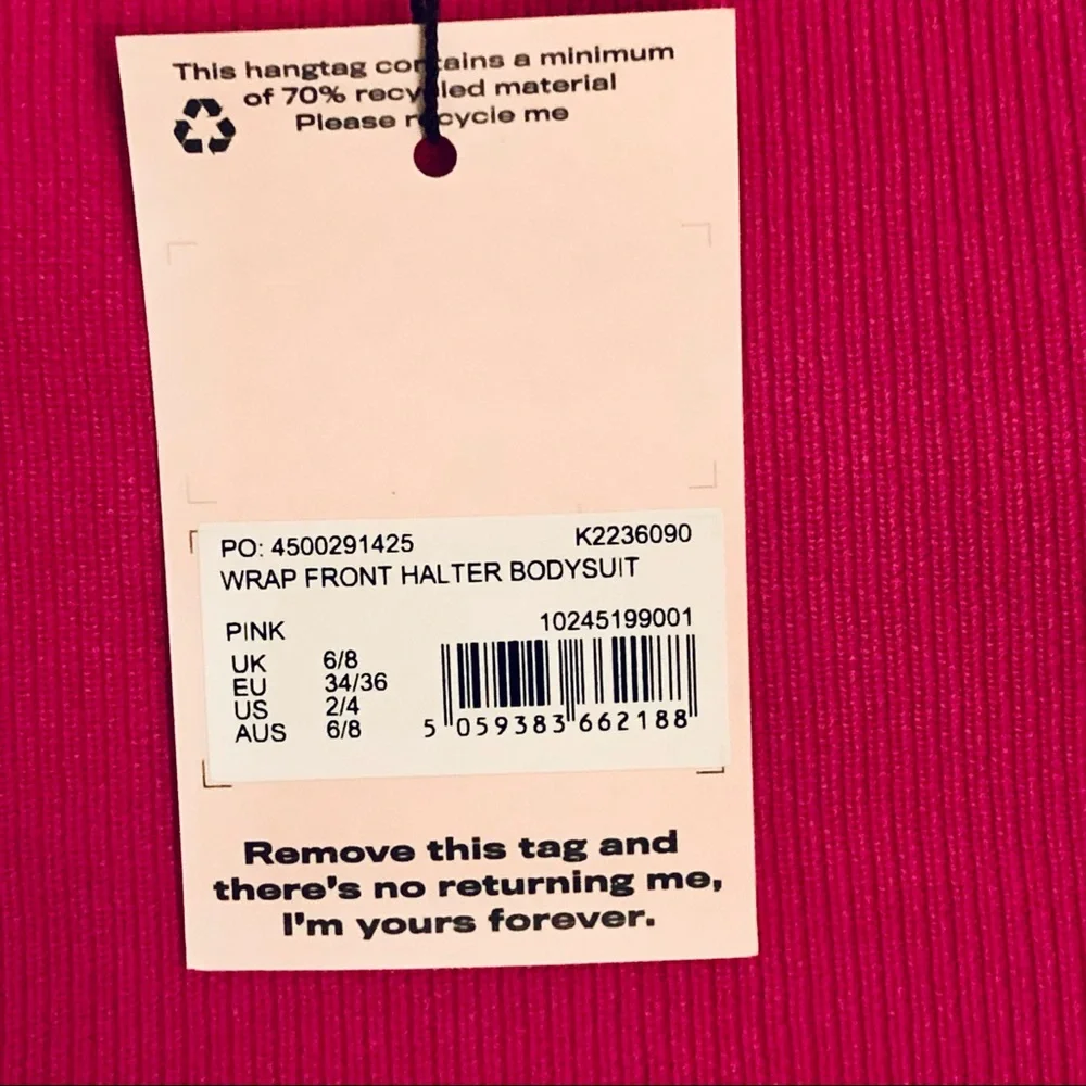 Pink Wrap Front Halter Bodysuit - Picture 2 of 4